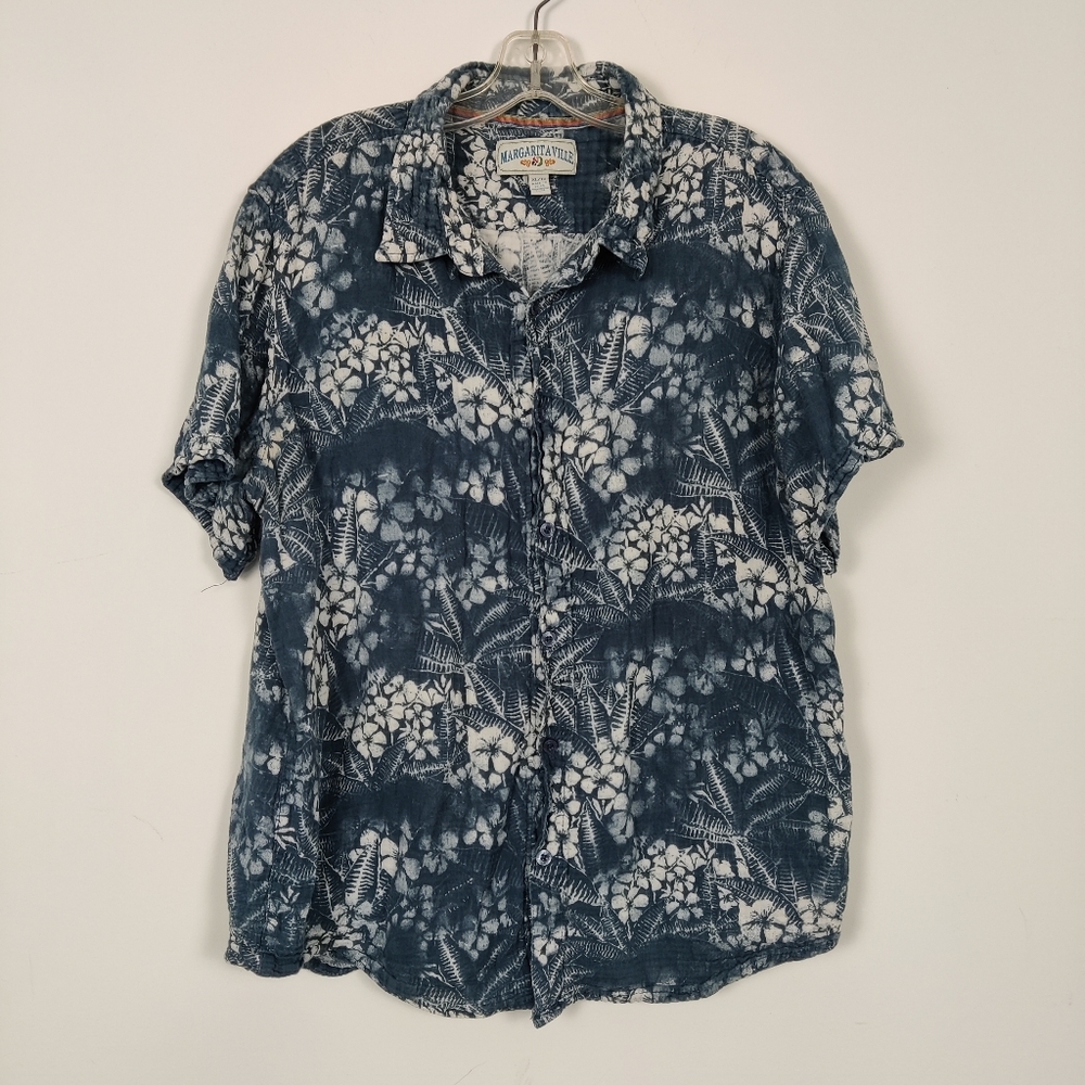 Margaritaville Men's Button Down Tropical Shirt Size XL Cotton Tropical Hawaiian